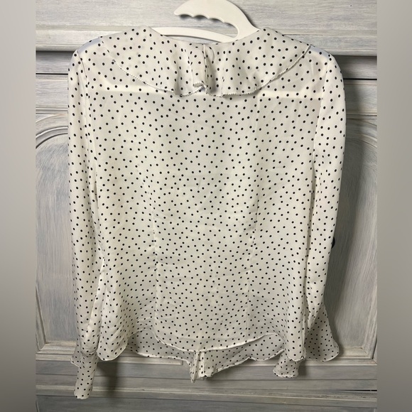Anthropologie Maison d’Amelie Polka Dot Ruffle Blouse Twee Coquette Delicate - Picture 7 of 7